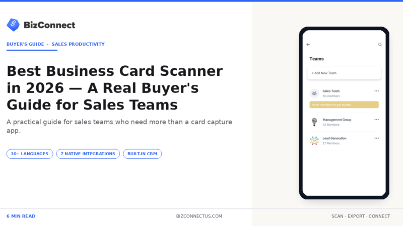 Best business card scanner buyer's guide — BizConnect ranked against CamCard and ABBYY