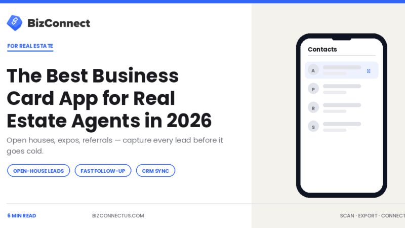Real estate agent scanning a business card to capture a lead