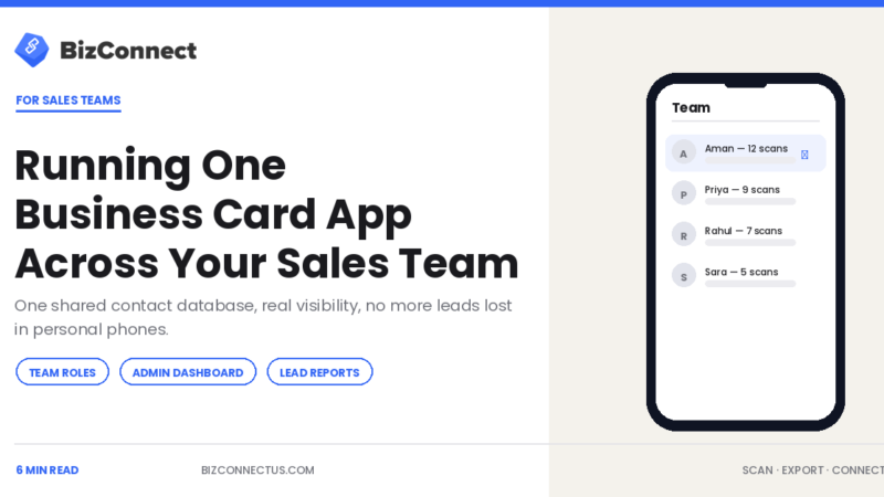 Sales team using one shared business card app with an admin dashboard