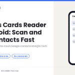 Business cards reader app scanning a card on an Android phone
