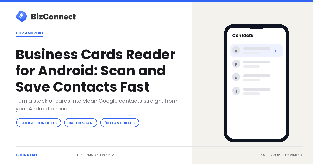 Business Cards Reader for Android: Scan and Save Contacts Fast