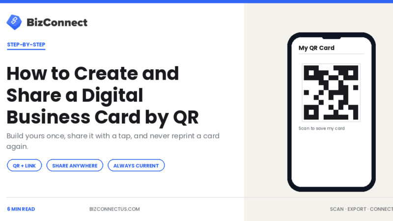 Digital business card shared by QR code from a phone