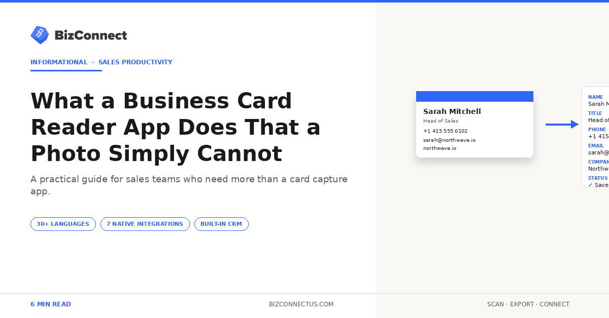 What a Business Card Reader App Does That a Photo Simply Cannot