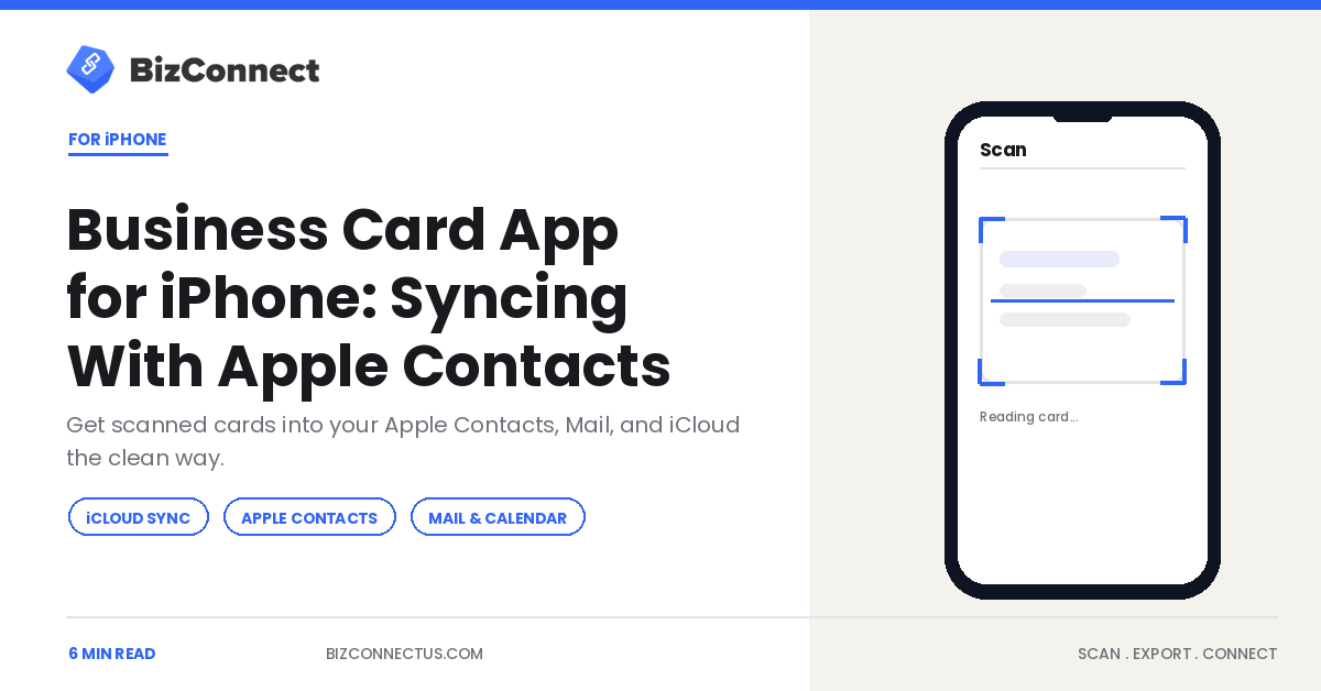 Business Card App for iPhone: Syncing Scans With Apple Contacts and Mail