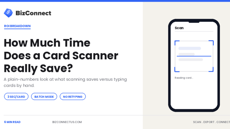 Card scanner capturing a business card in seconds