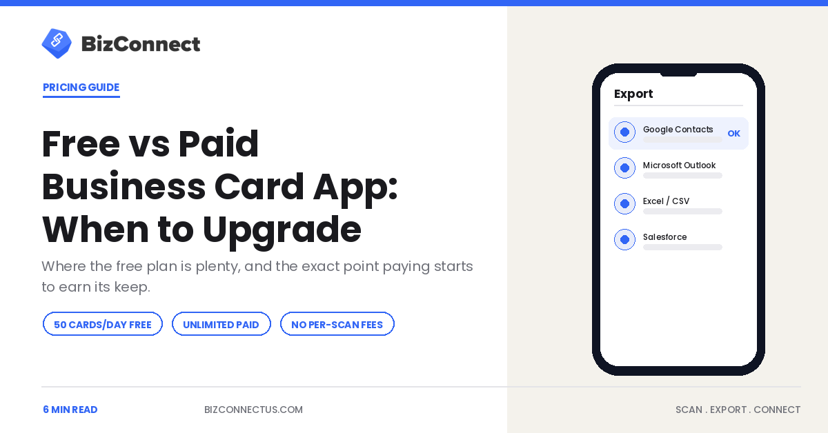 Free vs Paid Business Card App: When Upgrading Actually Pays Off