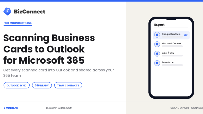 Scanning a business card to Outlook on Microsoft 365