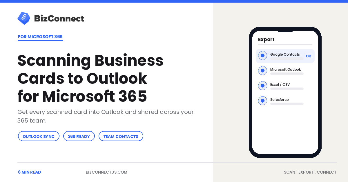 Scanning Business Cards to Outlook: A Guide for Microsoft 365 Teams
