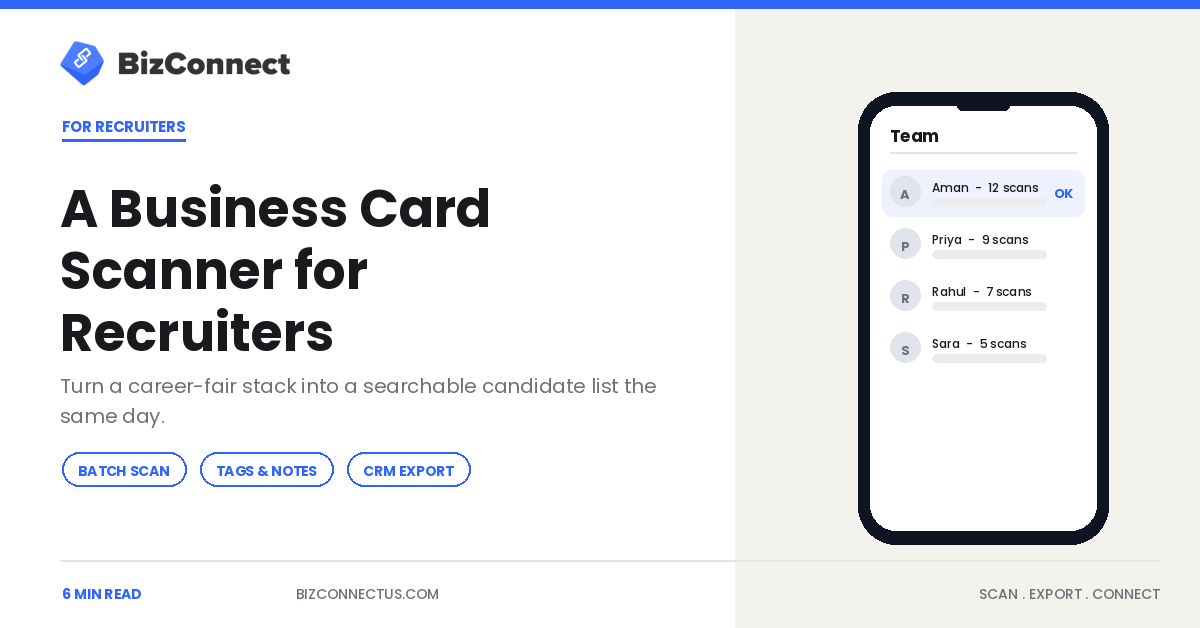 A Business Card Scanner for Recruiters: From Career Fair to Candidate Pipeline