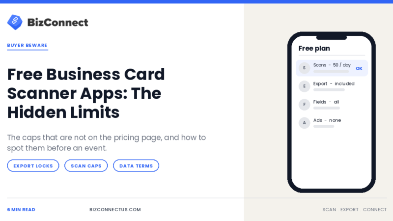 Comparing the hidden limits of a free business card scanner app