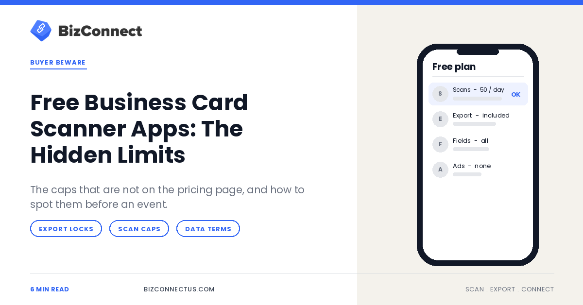 Free Business Card Scanner Apps: The Hidden Limits Nobody Lists