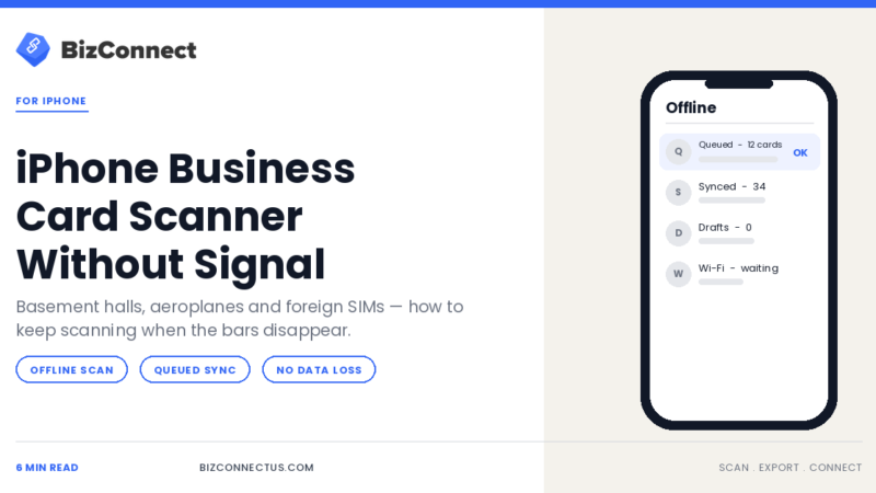 Using an iPhone business card scanner offline with no signal