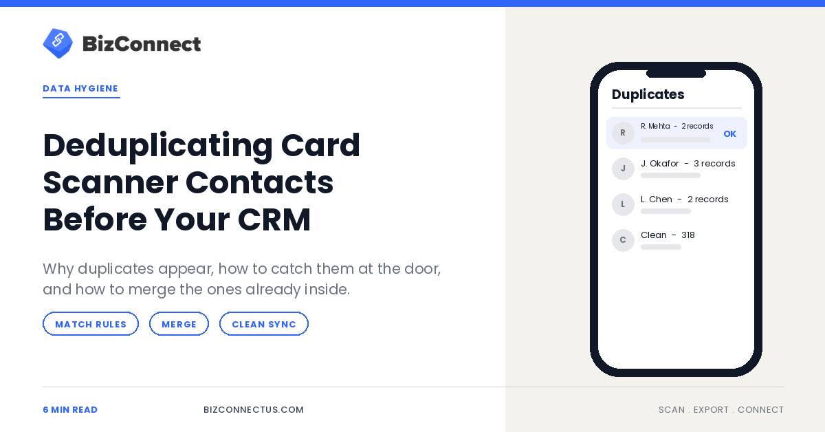 Scanned the Same Person Twice? Deduplicating Card Scanner Contacts Before They Reach Your CRM