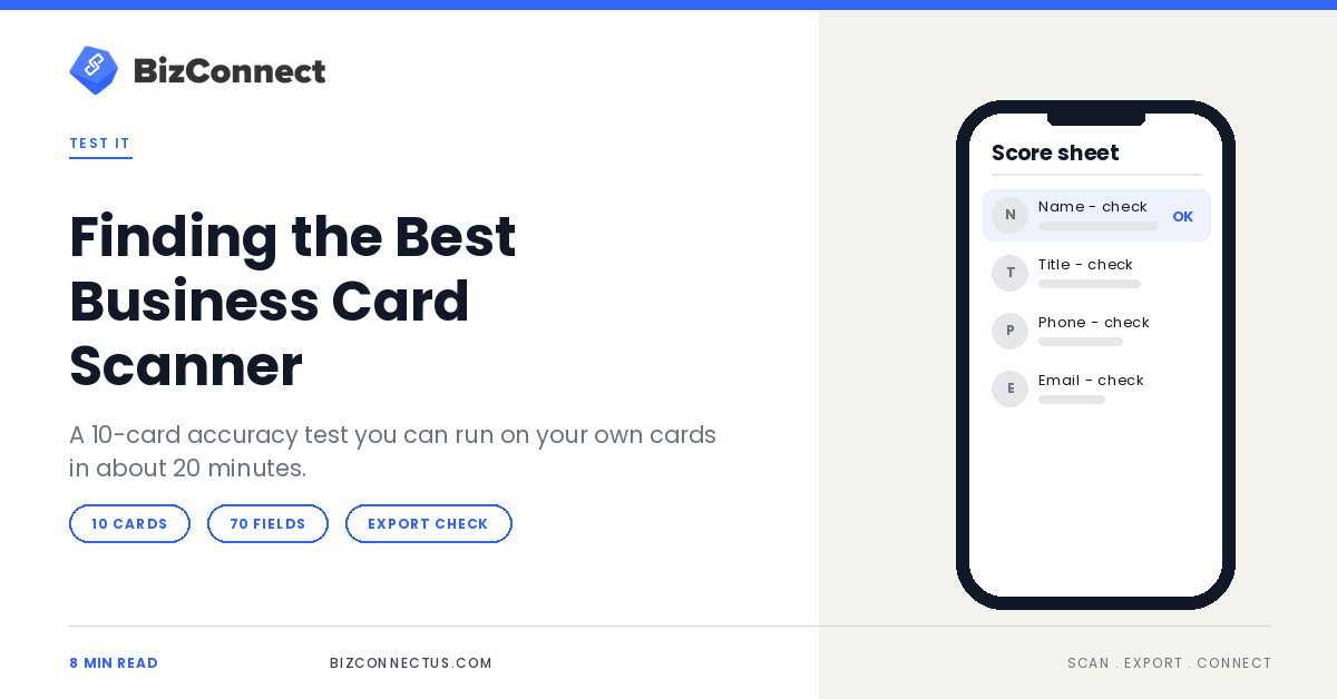Finding the Best Business Card Scanner: A 10-Card Accuracy Test You Can Run Yourself
