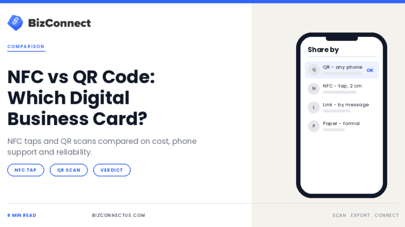 NFC business card compared with a QR code digital business card