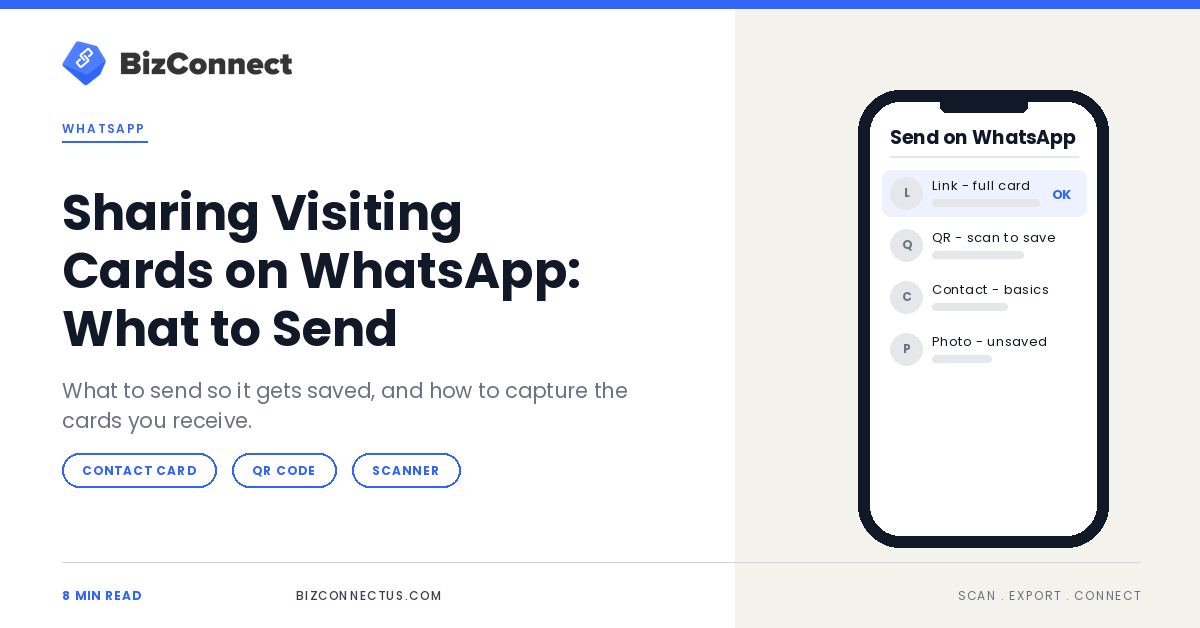 Sharing Visiting Cards on WhatsApp: What to Send, and When to Use a Visiting Card Scanner